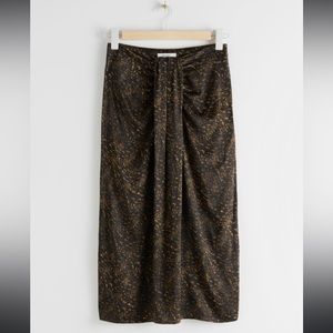 & OTHER STORIES Print Draped Midi Skirt Sz0